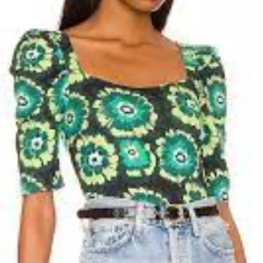 Like New Free People Give Me More Top Green Floral Size Small
